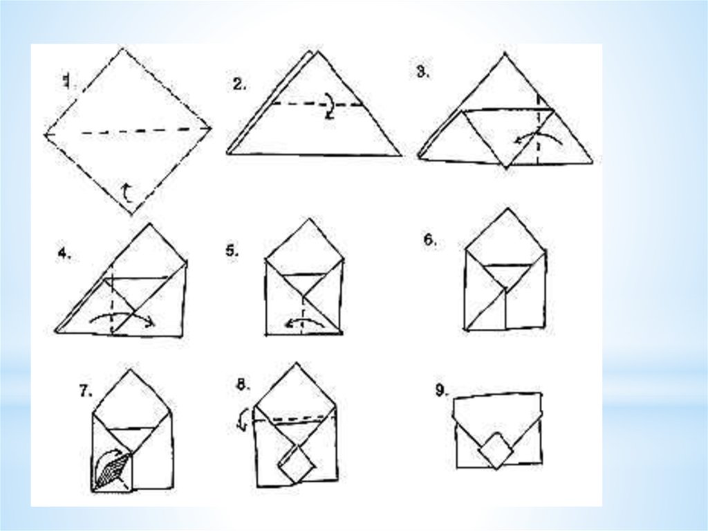 Схема конверт оригами: Схема оригами Простой конверт из бумаги без клея |