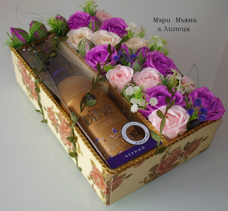 Коробочка с цветами и конфетами своими руками: Как сделать цветы в коробке своими руками? - Sanata Flowers