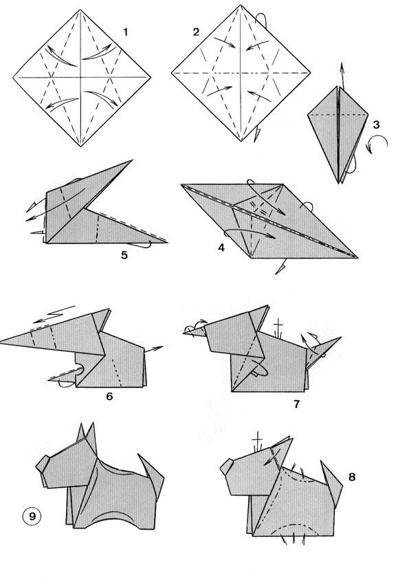 Оригами из бумаги собака схема: схема для детей, модульное оригами, пошаговая инструкция сборки для начинающих