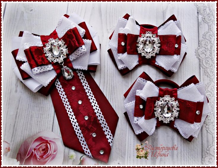 Школьные галстуки для девочек своими руками: Школьный галстук канзаши для девочки и бантики к нему своими руками
