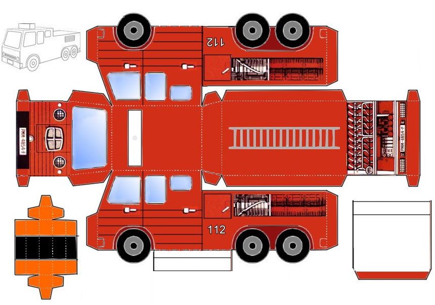 Как сделать пожарную машину из картона своими руками схема: Поделка пожарная машина своими руками
