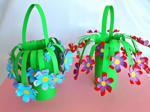 Поделка корзина с цветами из бумаги: Чудесная Корзинка с Цветами из бумаги / Подарок своими руками - YouTube