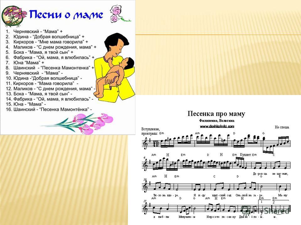 Песни для детей ко дню матери: Детские песни на День матери слушать или скачать.