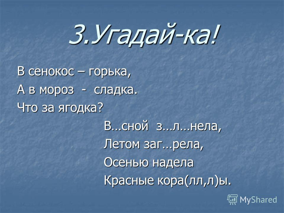 В сенокос горька а мороз сладка: загадка: В сенокос горька, а в мороз сладка