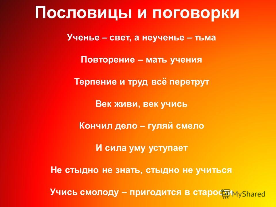 5 пословицы об учении: Пословицы об учении