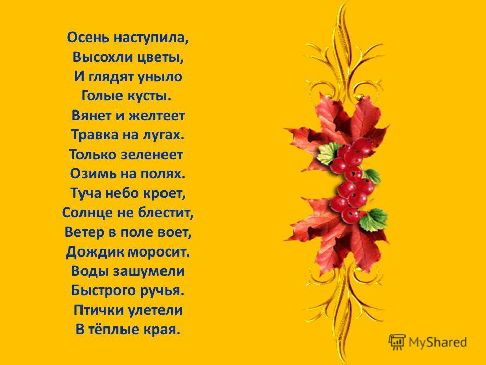 Стишок осень наступила высохли цветы: Осень наступила, высохли цветы — Плещеев. Полный текст стихотворения — Осень наступила, высохли цветы