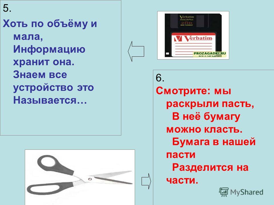 Хоть по объему и мала информацию несет она: Как правило, в загадке в замысловатой форме дается описание существенных признаков некоторого