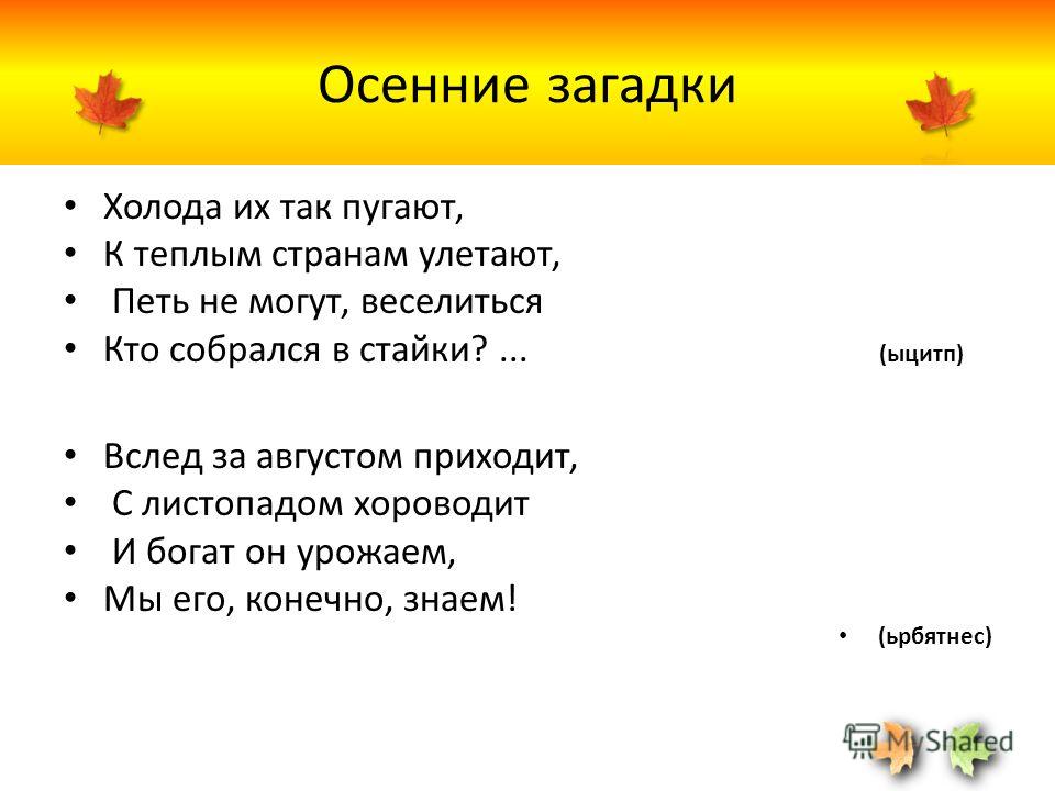 Сложные загадки про осень для 5 класса с ответами: Страница не найдена - Академия "Мульти Мама"