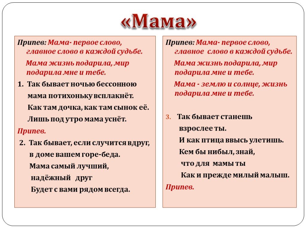 Песня мама главное слово: Песня Мама - первое слово. Слушать онлайн или скачать