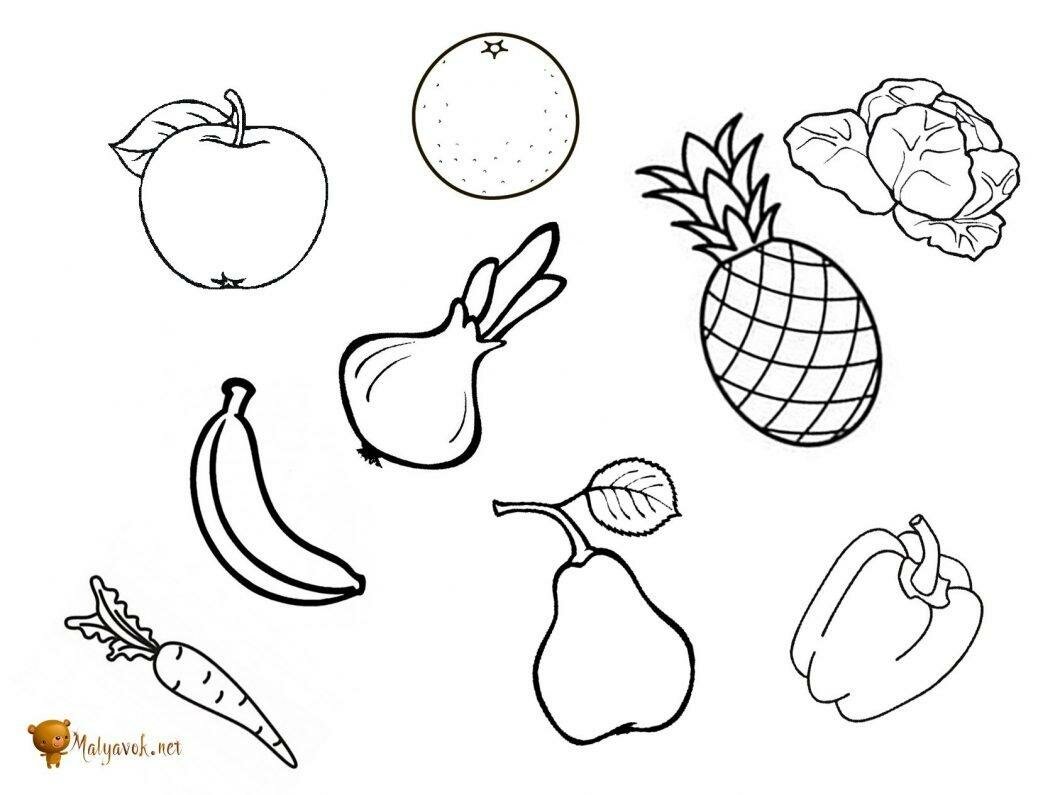 Раскраски для малышей фрукты и овощи: Раскраски овощи и фрукты - распечатать бесплатно