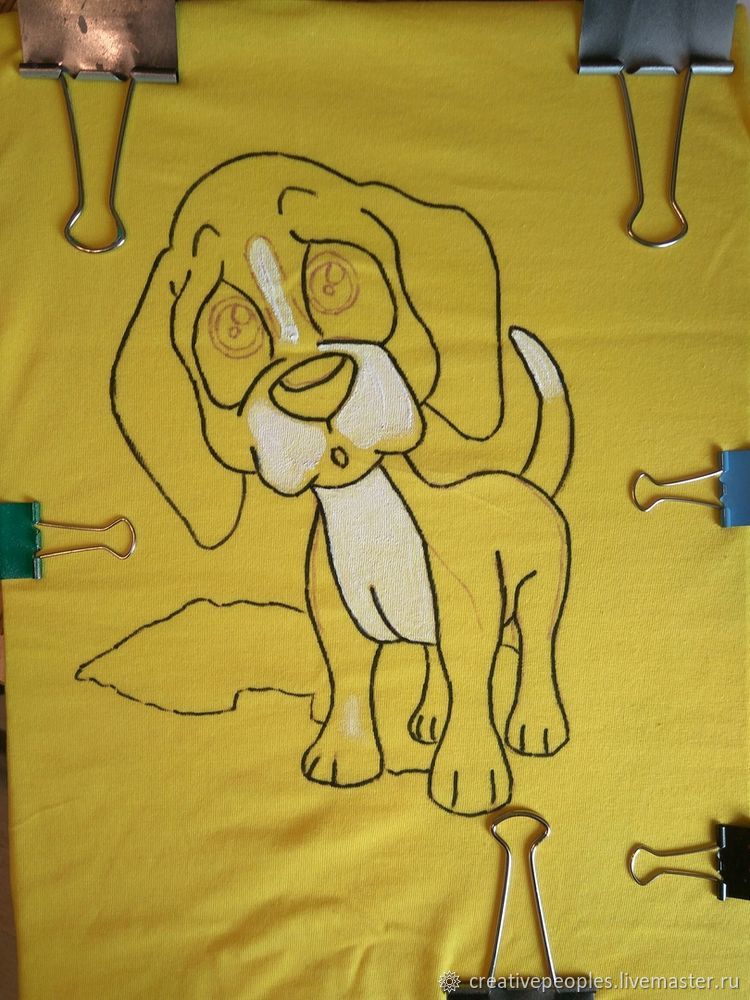 Рисуем щенка на футболке акриловыми красками, фото № 4