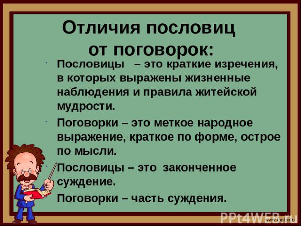 Чем отличается поговорка от пословицы: Чем отличается пословица от поговорки простыми словами.