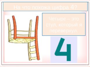 На что похожа цифра 4? Четыре – это стул, который я перевернул. 