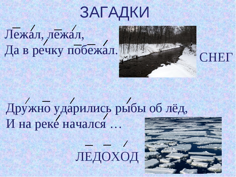 Загадка зимой лежал весной побежал: загадка зимой на земле лежал А весной в реку побежал