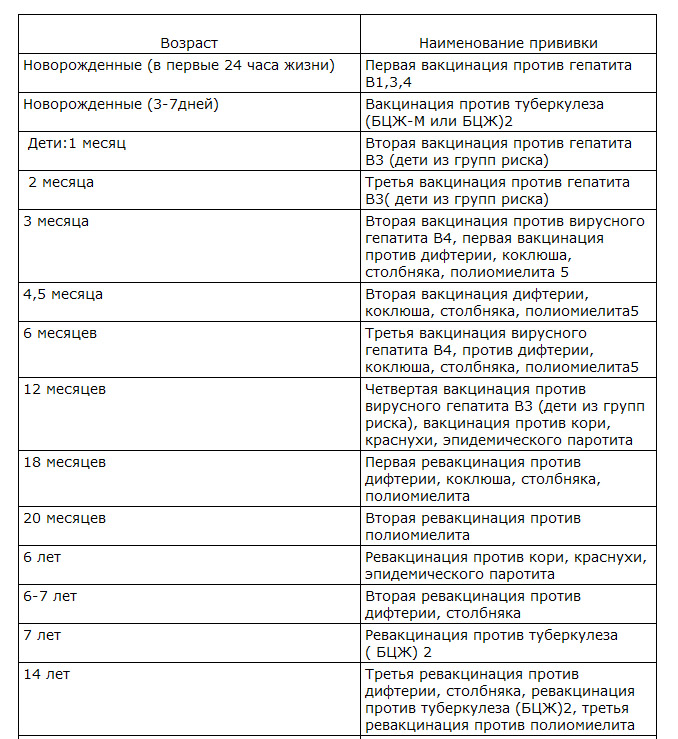 План прививок детям в россии: График прививок детям до года, какие плановые привики делают грудничкам
