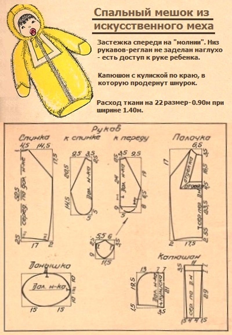 Выкройка детского конверта с капюшоном: пошаговая инструкция по пошиву своими руками