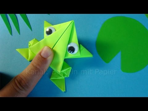 Hüpfenden Origami Frosch falten 🐸 Springenden Frosch basteln mit Papier - Tiere basteln mit Kindern
