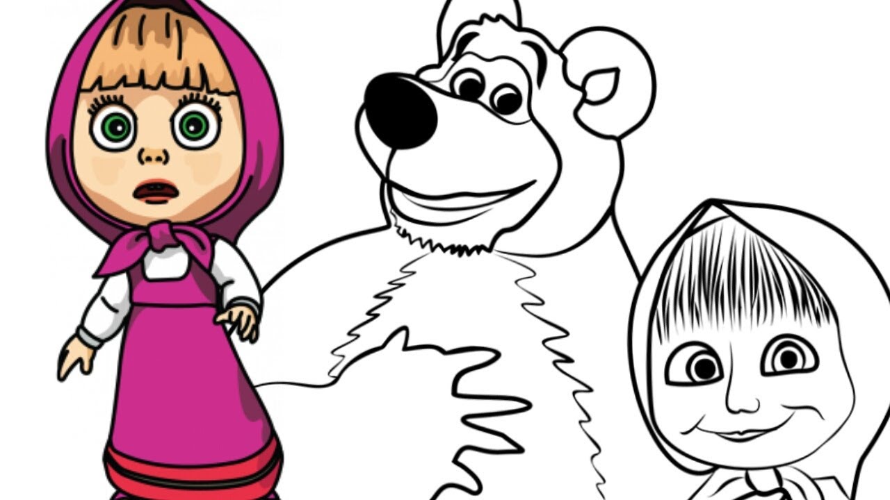 Раскраска онлайн маша и медведь для детей: Раскраски для детей из мультфильма Маша и Медведь, бесплатно скачать и распечатать.