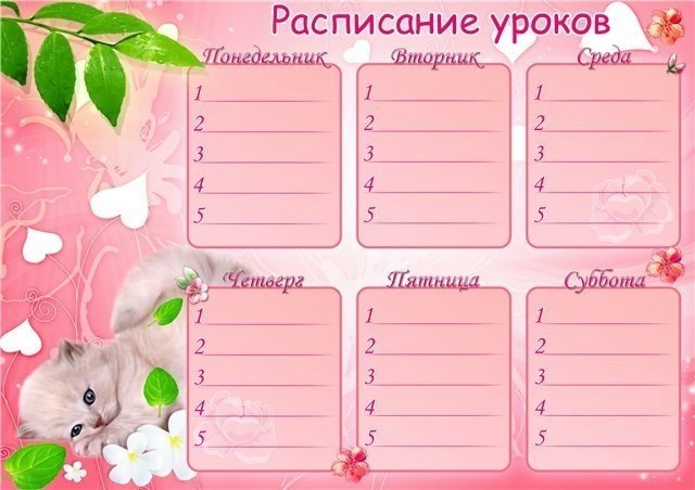 Расписание уроков шаблон для заполнения на компьютере для девочек: Страница не найдена - AmelicaAmelica