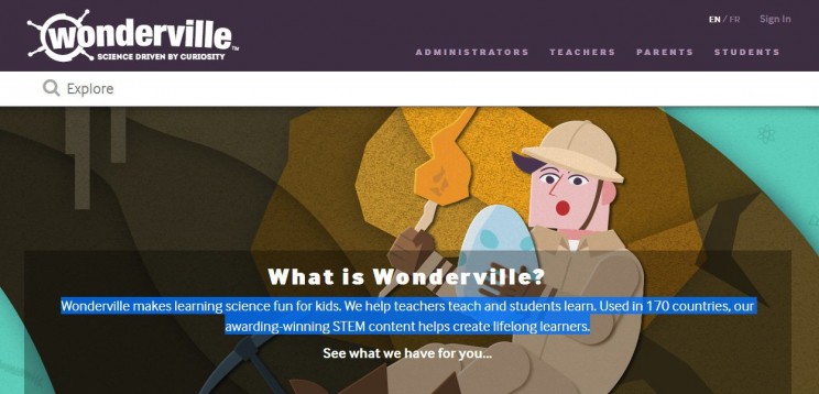 interactive science websites wonderville