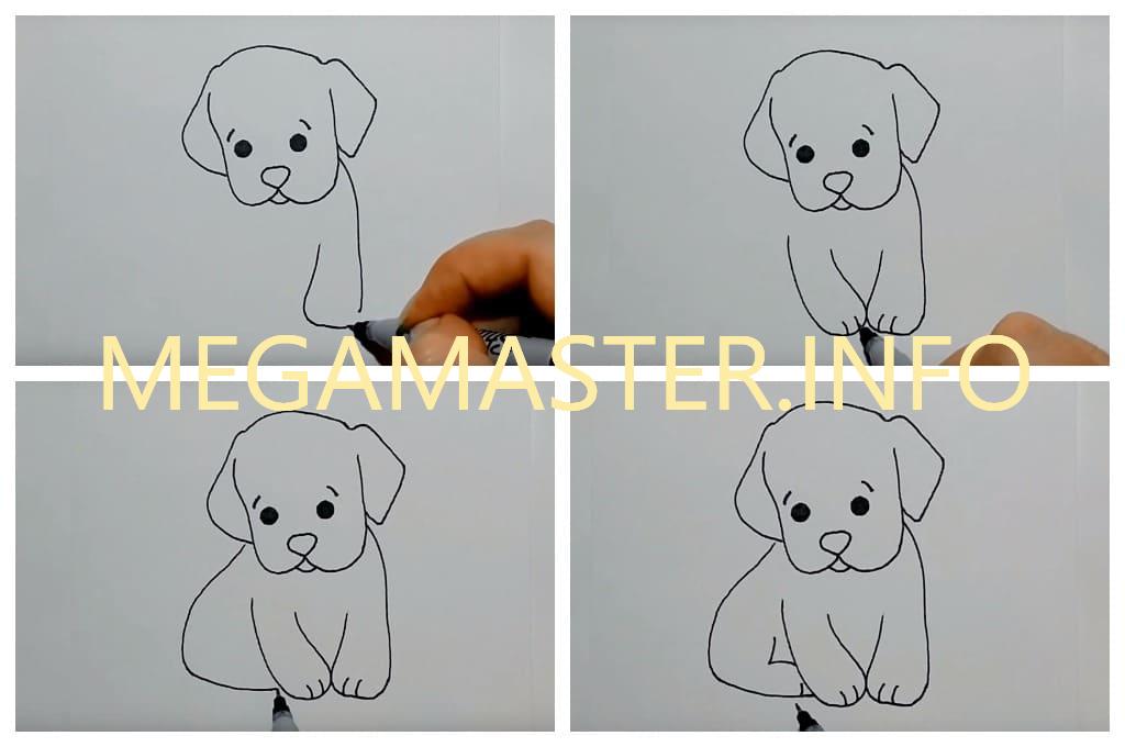 Как легко нарисовать щенка ребёнку (Шаг 2)