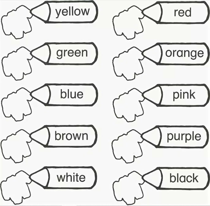 раскраска цвета на английском языке для детей