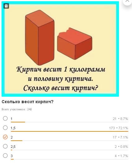 Кирпич весит 2 кг и еще полкирпича сколько весит один кирпич: Сколько весит кирпич? | Забавные головоломки, Математические задачи