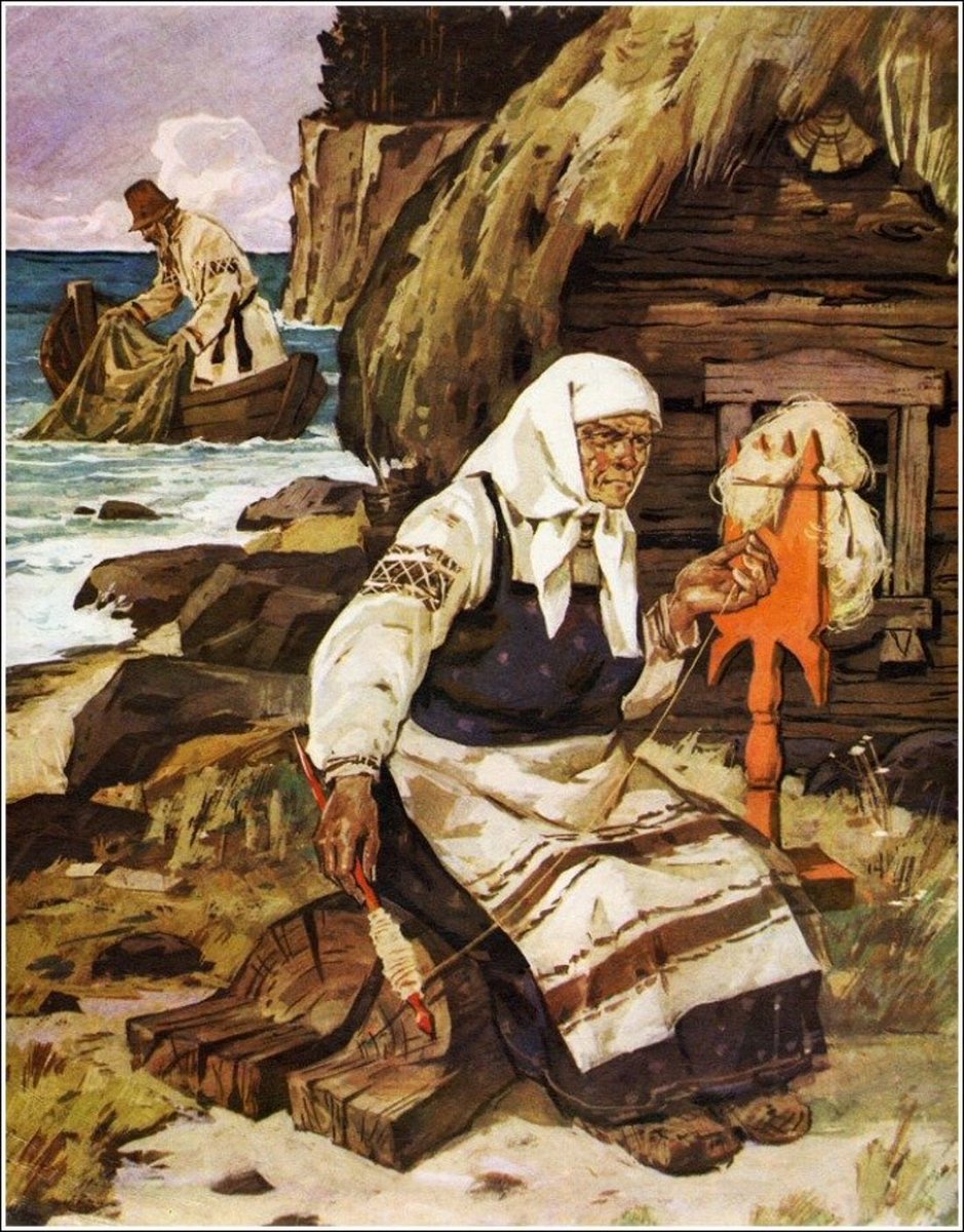 Сказке о золотой рыбке и рыбаке и рыбке: Сказка о рыбаке и рыбке, Пушкин А.С, читать с картинками