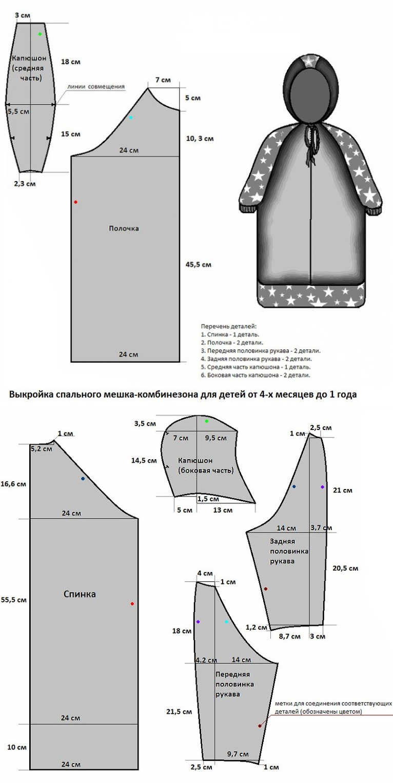 Выкройка детского конверта с капюшоном: пошаговая инструкция по пошиву своими руками