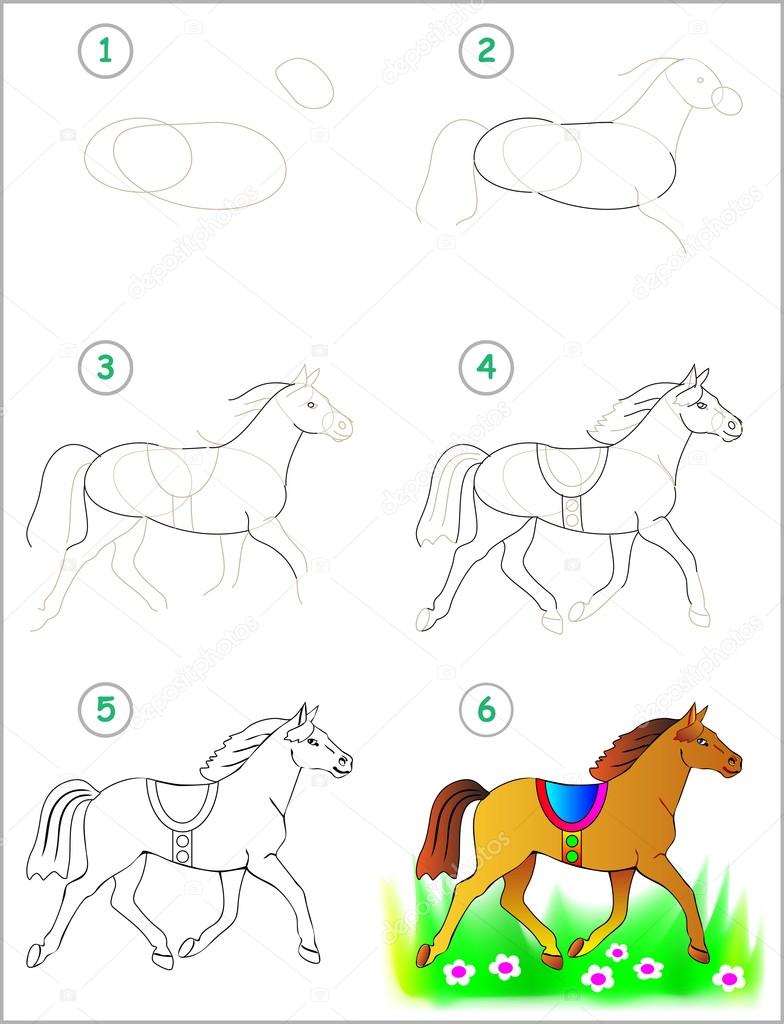 Лошадь рисунок для детей поэтапно: Как нарисовать лошадь карандашом поэтапно. Учим ребенка рисовать красивую лошадь :: SYL.ru