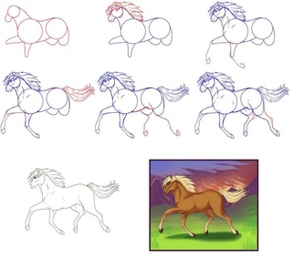 Лошадь рисунок для детей поэтапно: Как нарисовать лошадь карандашом поэтапно. Учим ребенка рисовать красивую лошадь :: SYL.ru