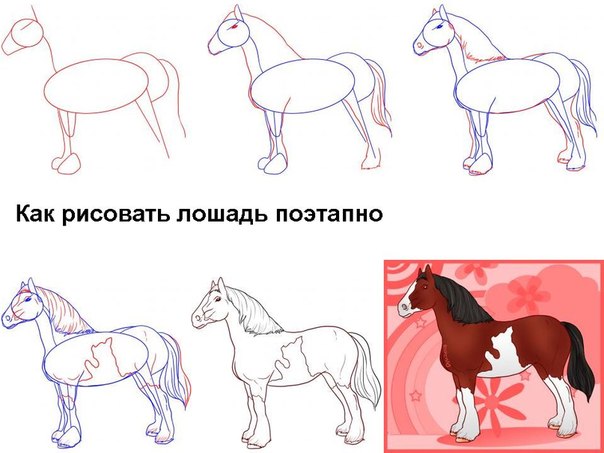 Рисунок лошади для детей карандашом: Как нарисовать лошадь поэтапно легко и красиво