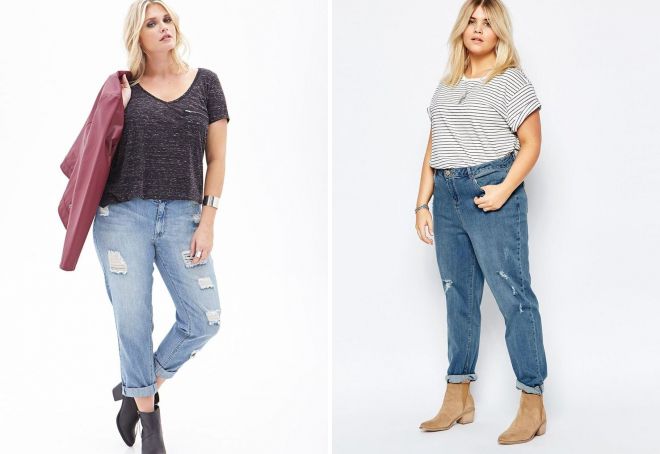 широкие джинсы для полных женщин