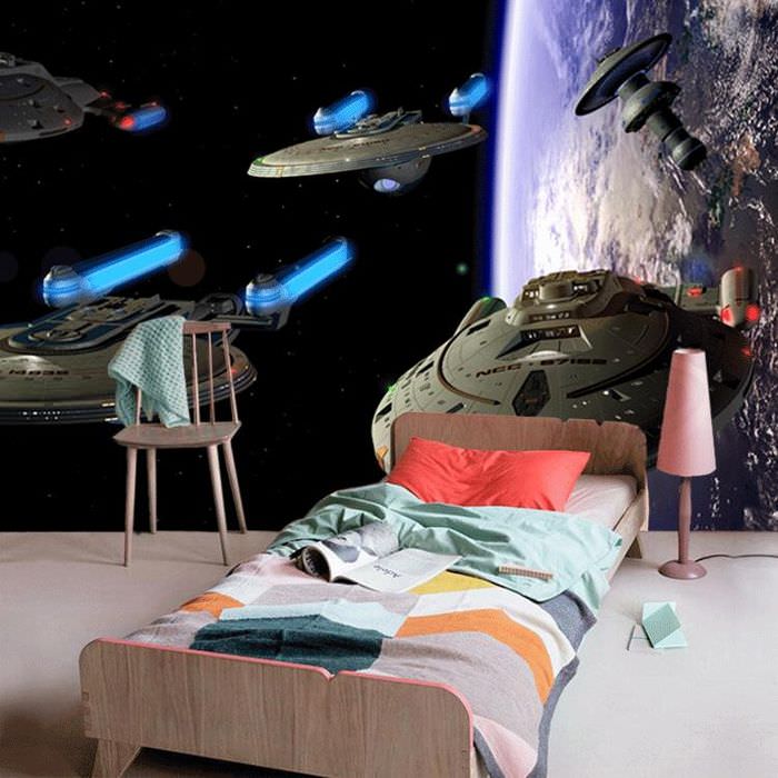Звездные корабли на стене детской комнаты
