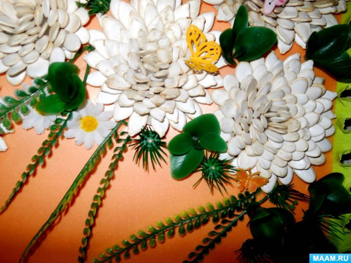 Поделка из тыквенных семечек цветы: Цветы из тыквенных семечек - Поделки из природного материала , Цветы своими руками, для детей от 7 лет
