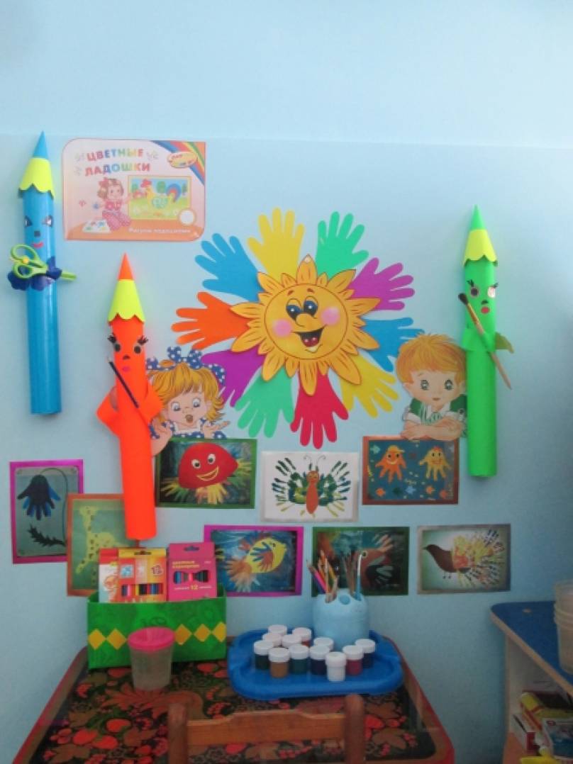 Уголок детского творчества в детском саду фото: Картинки в уголок изо в детском саду для самых маленьких