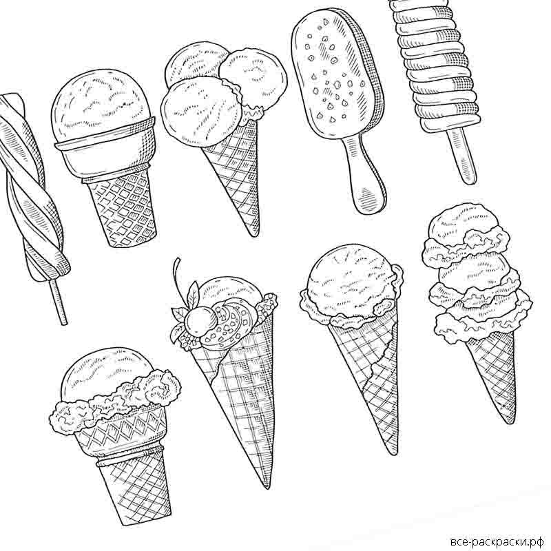 Раскраски распечатать мороженое: Раскраска Мороженое